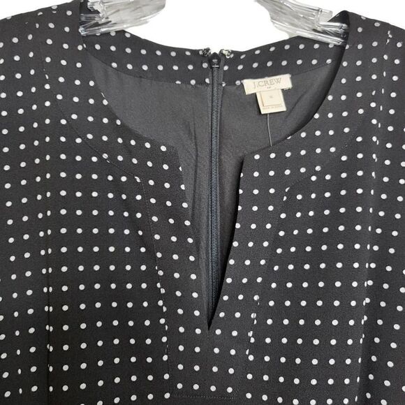 J.Crew Black Polka Dot Sleeveless Shift Mini Dress Size 16 - Picture 3 of 10